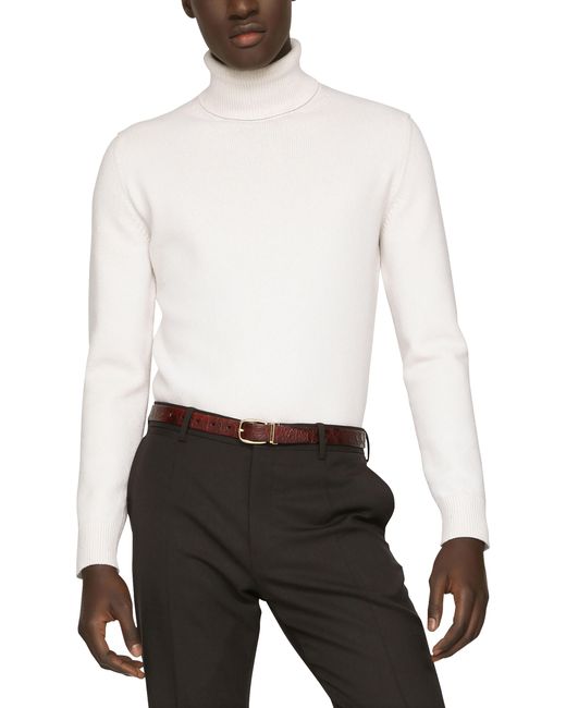 Dolce & Gabbana White Turtle-Neck Sweater for men