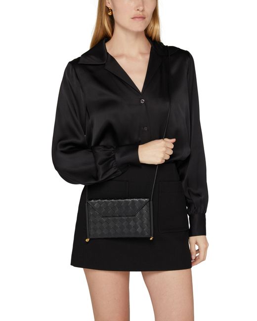 Bottega Veneta Solstice Horizontal Phone Pouch in Black | Lyst