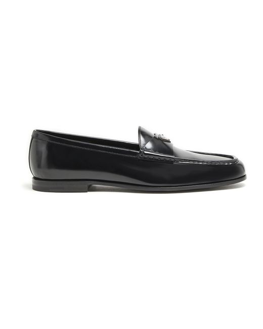 Prada Mokassins Aus Gebürstetem Leder in Black für Herren