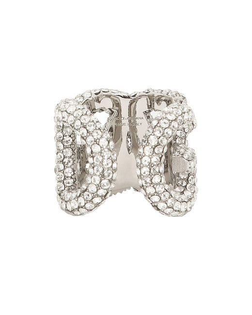 Dolce & Gabbana Metallic Ring mit Kristallen