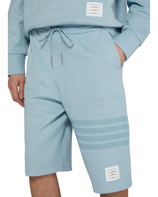 Thom Browne Blue 4-Bar Double Face Shorts for men