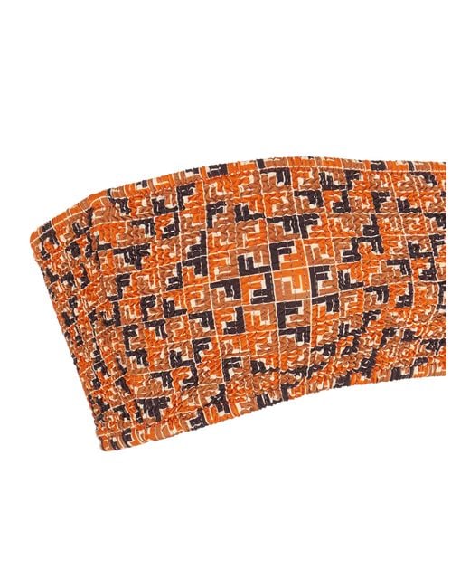 Bikini bandeau avec slip échancré Fendi en coloris Orange