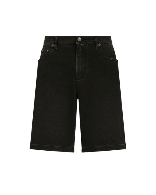 Dolce & Gabbana Black Gray Wash Stretch Denim Shorts for men
