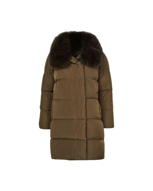 Yves Salomon Green Daunenjacke Mit Kragen Aus Fuchspelz