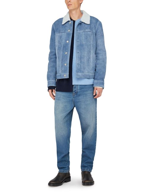Veste en jean avec col shearling Loewe pour homme en coloris Blue