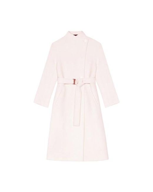 Maje Pink Mid-length Coat With Tie Fastening
