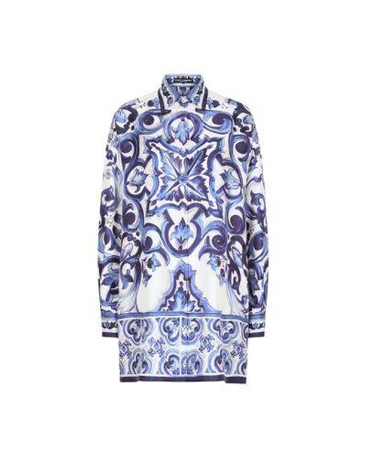 Dolce & Gabbana Blue Silk Twill Shirt