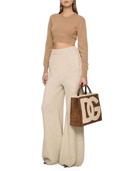 Dolce & Gabbana Natural Cropped Wool And Cashmere Sweater