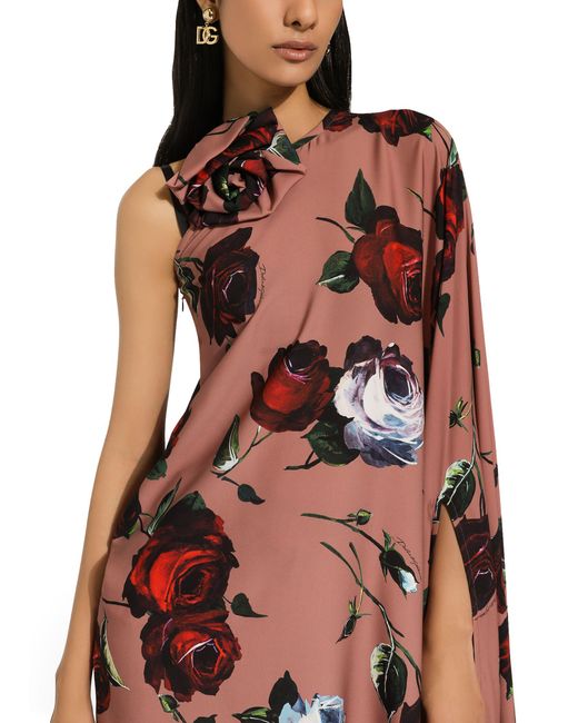 Dolce & Gabbana Brown Asymmetrisches Kleid aus Charmeuse