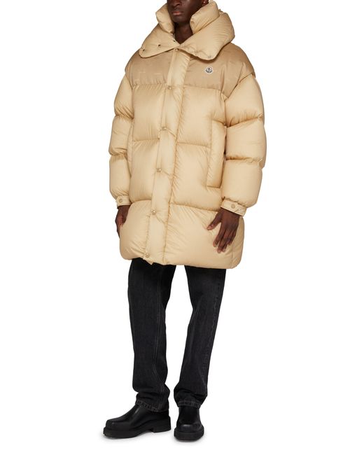 Moncler Natural Knee-Length Puffer Down Jacket for men