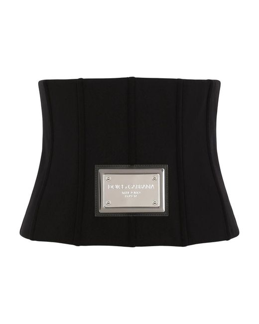 Dolce & Gabbana Black Technical Jersey Corset Belt