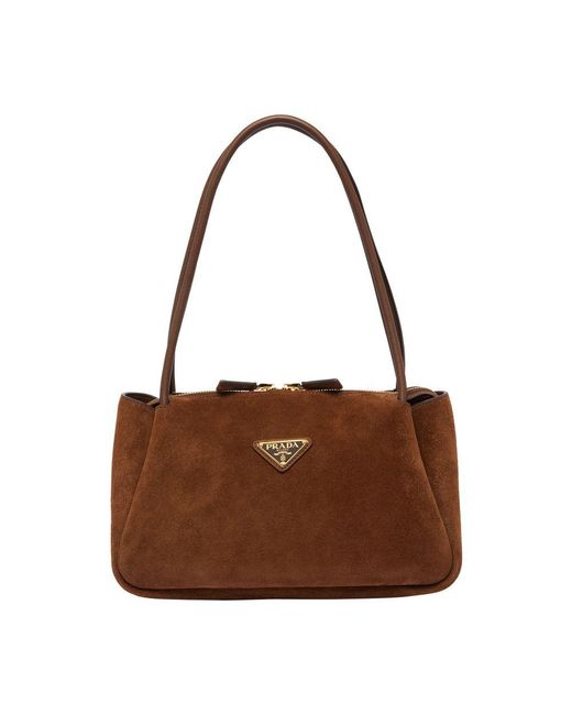Prada Leather Handbag in Brown | Lyst