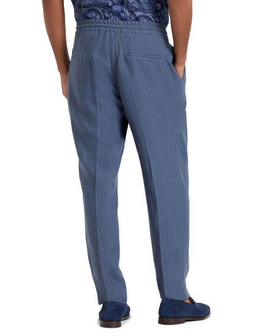 Brunello Cucinelli Blue Linen Canvas Trousers for men