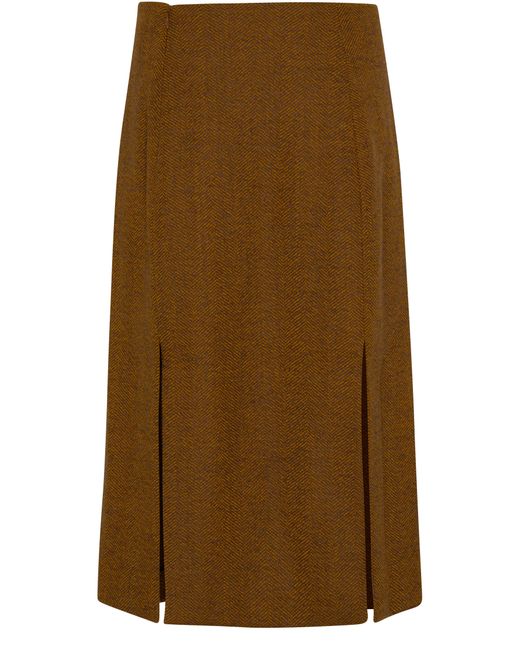 Victoria Beckham Brown Double Layer Split Skirt
