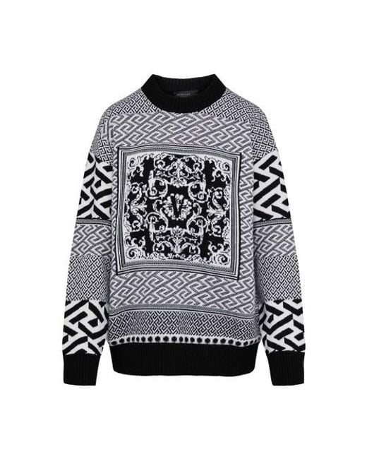 Versace Knit Sweater in Black_white (Black) Lyst