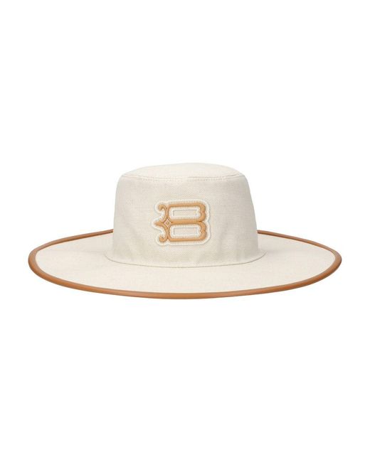 Borsalino White Hat With A Leather-trimmed Visor for men