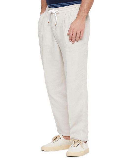 Brunello Cucinelli White Leisure Fit Pants With Drawstring for men
