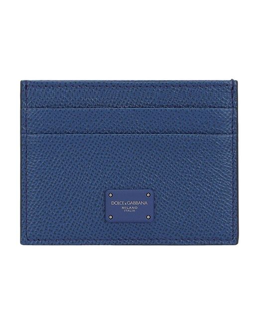 Dolce & Gabbana Blue Dauphine Calfskin Card Holder for men