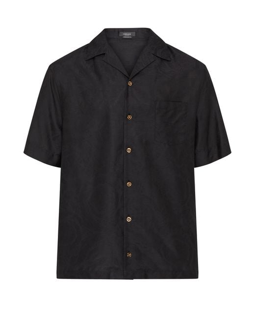 Versace Seidenhemd mit Print Baroque in Black für Herren