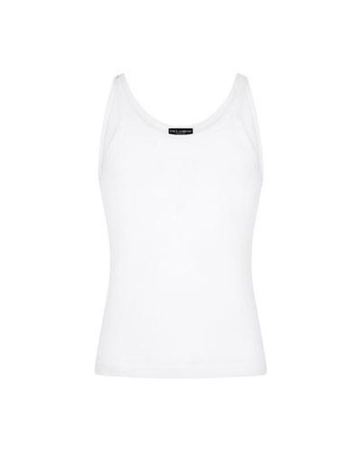 Dolce & Gabbana White Fine-Rib Cotton Jersey Singlet for men
