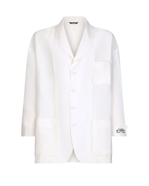 Dolce & Gabbana White Oversize Single-breasted Linen And Silk Jacket for men