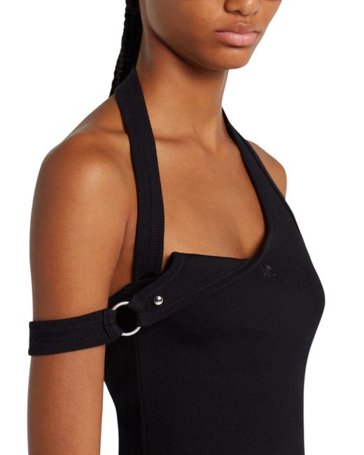 Courreges Black Undressed 90's Rib Buckle Tank Top