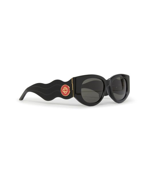 Casablancabrand Black Acetate Metal Oval Wave Sunglasses for men