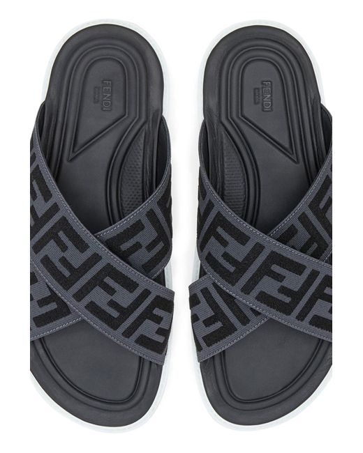 fendi jacquard crossover slides