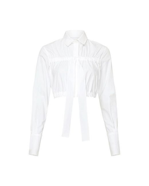 Patou White Cropped Bow Shirt
