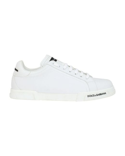 Dolce & Gabbana White Calfskin Portofino Sneakers for men