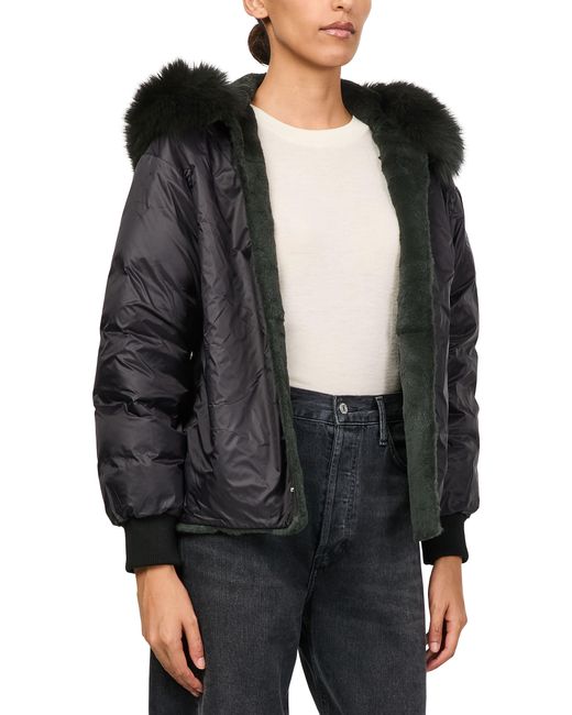 Yves Salomon Gray Hooded Cotton Parka