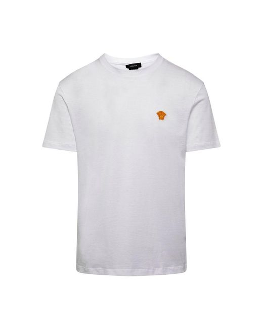 Versace White Medusa Embroidered T-Shirt for men