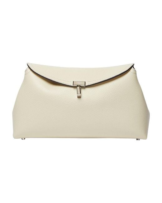 Totême  Black Leder Clutch-Tasche T-Lock