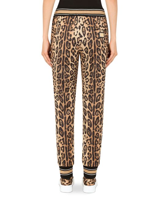 Dolce & Gabbana Natural Jersey jogging Pants With Leopard Print