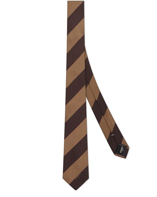 Fendi Brown Silk Tie for men