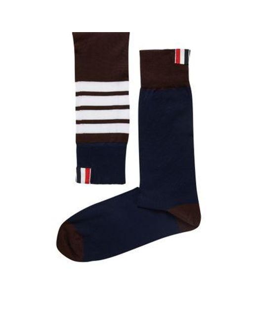Thom Browne Blue 4-bar Socks In Cotton for men