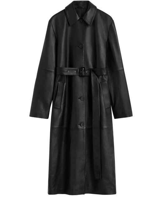 Manteau En Cuir Ceinturé Totême  en coloris Black