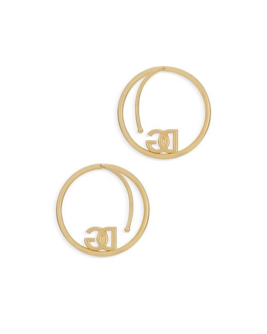 Dolce & Gabbana Black Hoop Earrings With Dg Logo