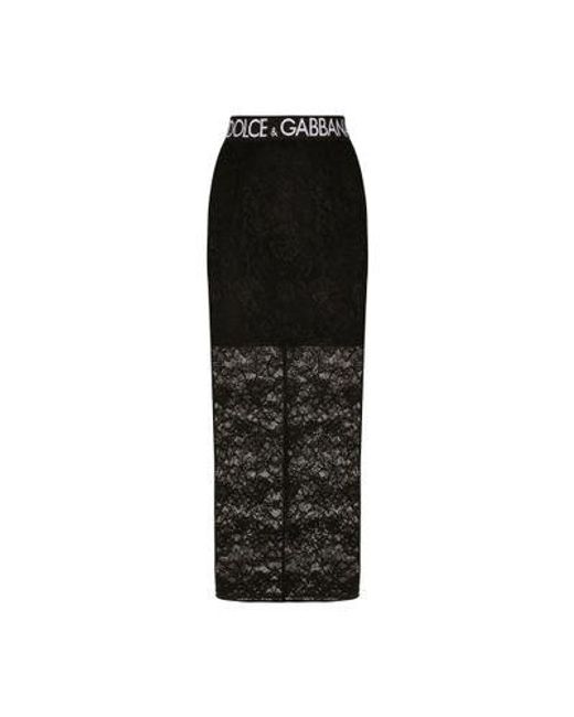Dolce & Gabbana Black Lace Midi Skirt