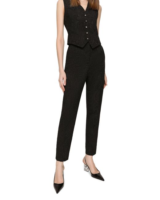 Pantalon taille haute jacquard Dolce & Gabbana en coloris Black