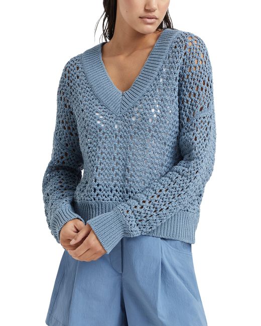 Brunello Cucinelli Blue Mesh Sweater