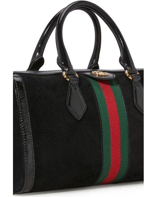 Gucci Ophidia Boston Suede Bowling Bag in Black