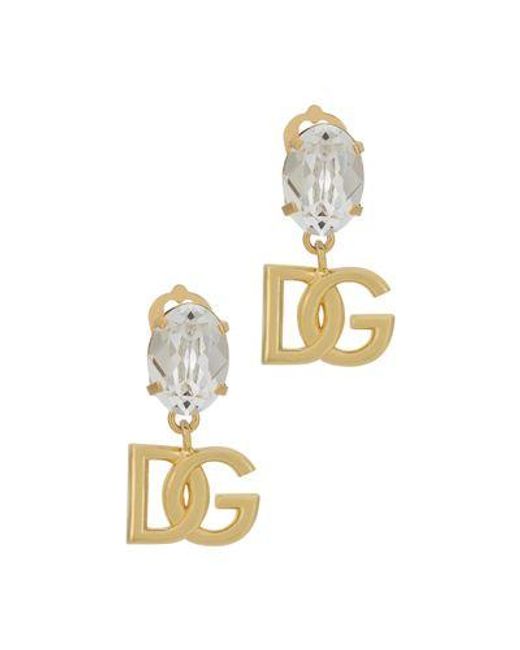 Dolce & Gabbana White Earrings With Rhinestones