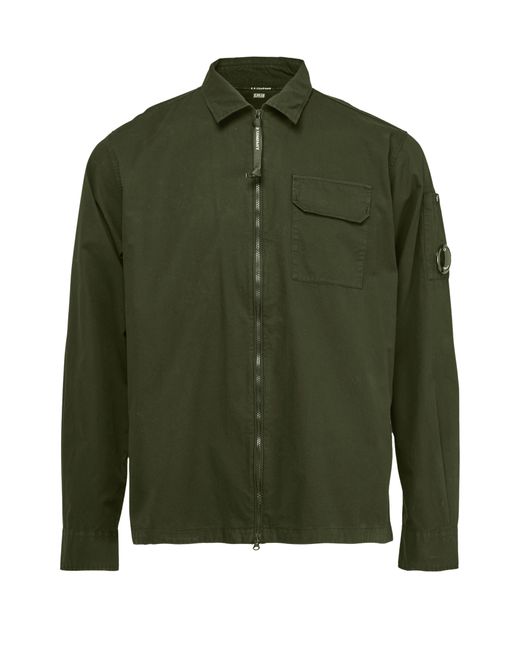 C P Company Overshirt Aus Gabardine Mit Reißverschluss in Green für Herren