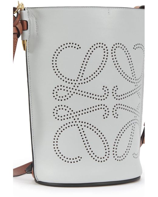 LOEWE Calfskin Perforated Anagram Gate Bucket Bag Kaolin Tan 1029685