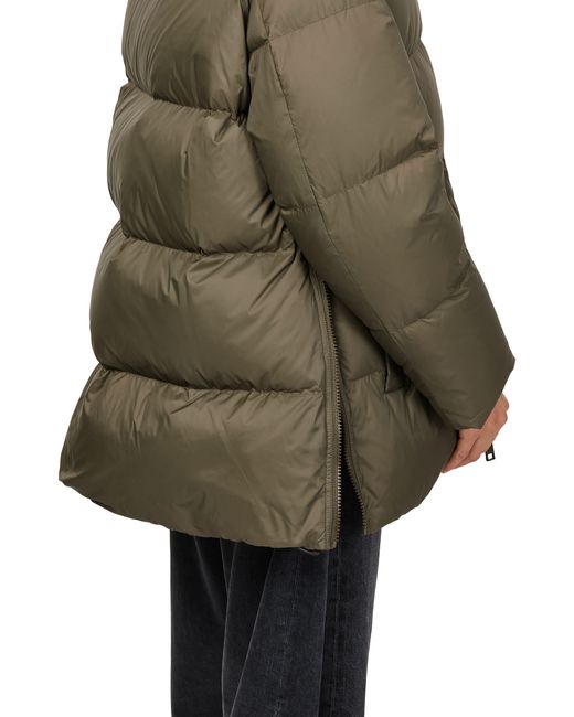 Yves Salomon Green Hooded Puffer Jacket With A Fox Fur Collar