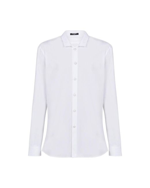 Balmain White Cotton Shirt With Satin-Covered Buttons for men