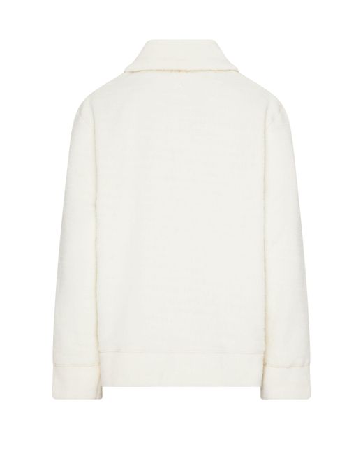 AMI White Zip-Neck Fleece Sweater for men