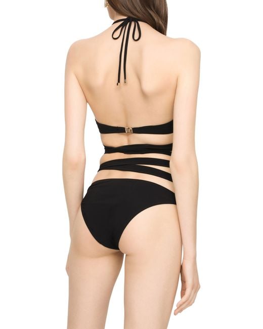 Bikini avec cordon d'attache cache-cœur Dolce & Gabbana en coloris Black