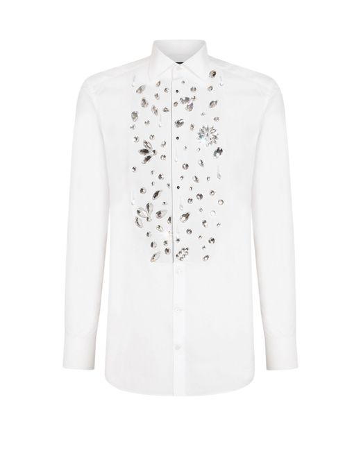 Dolce & Gabbana White Gold-fit Tuxedo Shirt for men